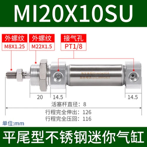 1pcs  Cylinder   MI20X10SU/15SU/20SU/25SU/30SU/40SU/50SU/60SU/75SU