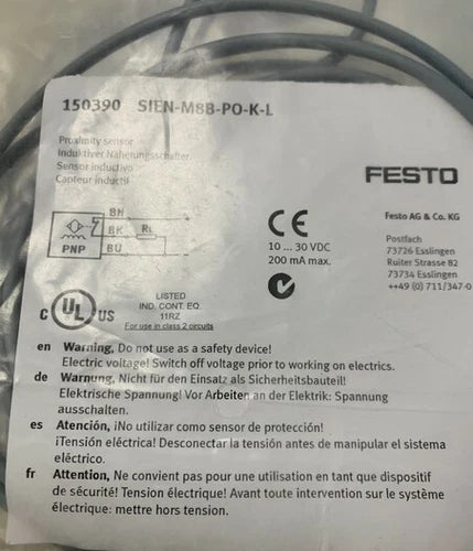 One Festo SIEN-M8B-PO-K-L 150390 Proximity Sensor Free Shipping