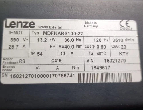 MDFKARS100-22  Lenze Servo Motor MDFKARS10022