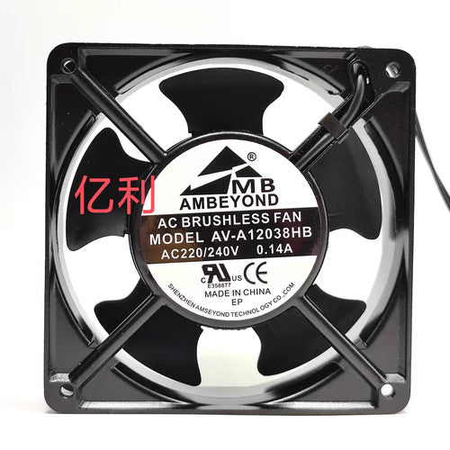 1 PCS AMBEYOND Fan AV-A12038HB AC220V 12038 12CM 2 wire aluminum frame fan