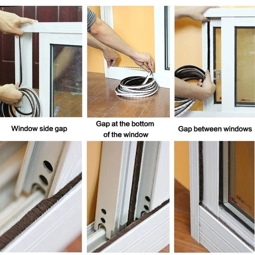 Window Brush Seal Strip Self Adhesive Weather Stripping Door Sweep 10Meters