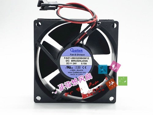 1 PCS Qualtek Fan FAD1-08032DBHW12 DC24V 0.15A 8032 8CM 2 Wire Cooling fan
