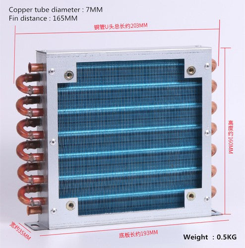 Refrigerator Condenser 7mm Copper Tube Aluminum Fin 2*7*165 with 220V 150MM Fan