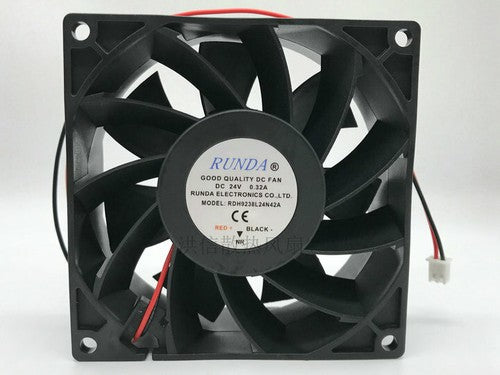 1 PCS RUNDA Fan RDH9238L24N42A DC24V 0.32A 9238 9CM 2 Pin cooling fan