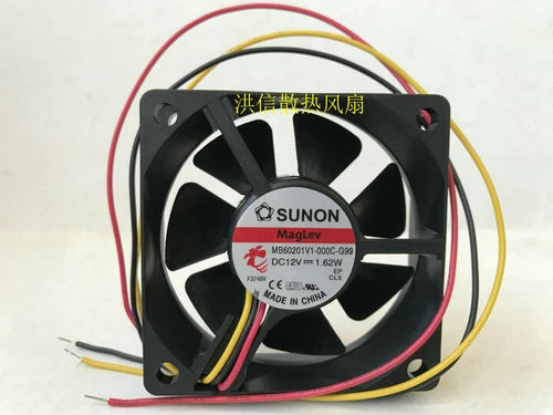 1PC  For DC12V 1.62W 3-wire fan  built 6020 MB60201V1-000C-G99
