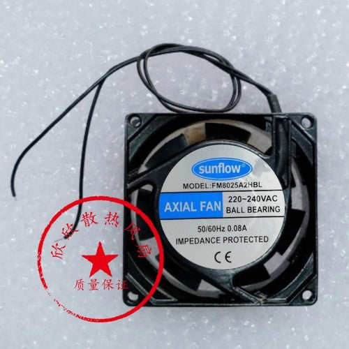 1 pcs sunflow Fan FM8025A2HBL AC 220V 0.08A 8 CM 2 wire