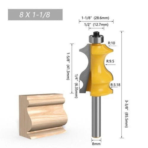Shank Architectural Molding Router Bit Profile Edge Cutter Set 1/4" 1/2" 8mm