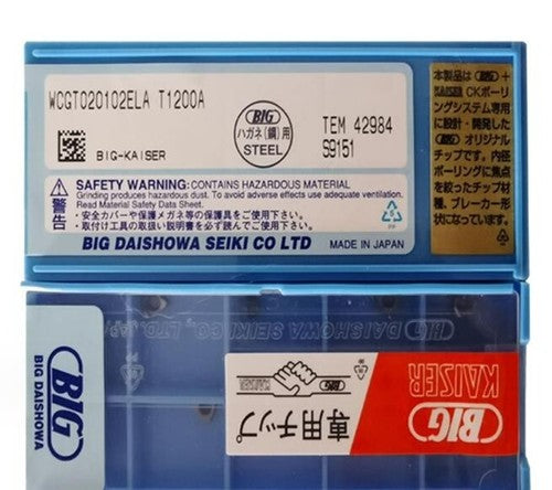 10Pcs/BOX  BIG WCGT020102ELA T1200A Turning Boring Blade Carbide Inserts