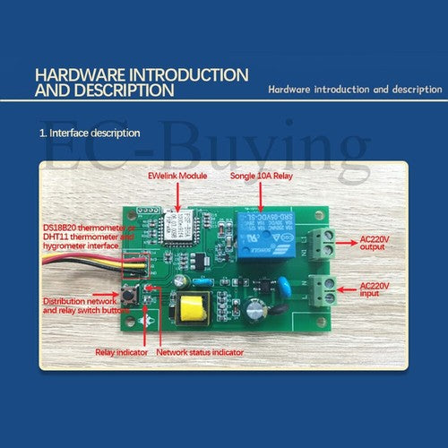 AC 220V 18B20 Digital Display Sensor Temperature Humidity Remote Control Module