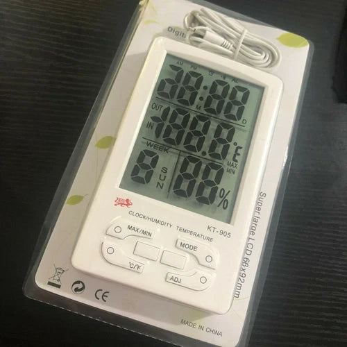 1PC KT905 Large LCD screen Indoor outdoor Temperature clock humidity meter