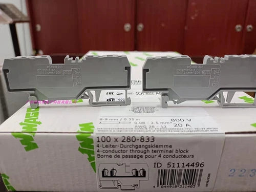 12pcs  800V 20A, 28-12AWG 280-833 4-Conductor Through Terminal Block
