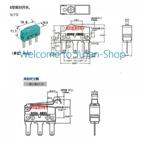 2pcs  Micro Switch  ABS19111 0.1A 30VDC