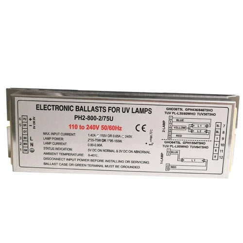 PH2-800-2/75U Germicidal UV Lamp Electronic Ballast 110V 240V for 1 Lamp 2 Lamp
