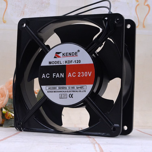 1 PCS KENDE Fan KDF-120 AC230V 0.14A 12CM 12038 2 wire Aluminum frame fan