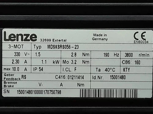 1 PC MDSKSRS056-23  LENZE MDSKSRS05623 Servo Motor