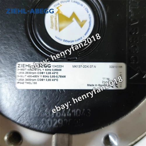 ZIEHL-ABEGG MK137-2DK.07.N 104020H Motor Fan 400V 0.65/0.78kW Cooling Fan