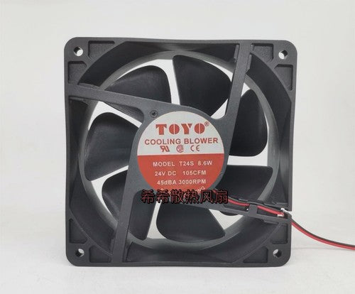 1 PCS TOYO Fan MODEL T24S 8.6W DC 24V 105CFM 3000RPM 12038 12cm 2 wire fan
