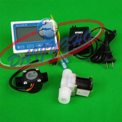 Flow Water Sensor Meter+Digital LCD Display control+Solenoid valve G1" ZJ-LCD-M