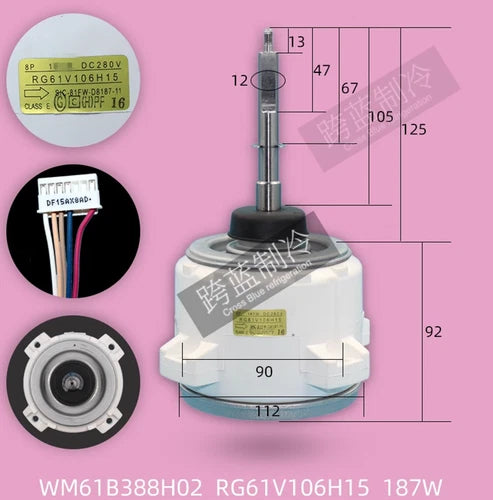 1pc  FIT FOR Motor 3 HP Air Conditioner 74W DC Fan Motor WM61B388H02