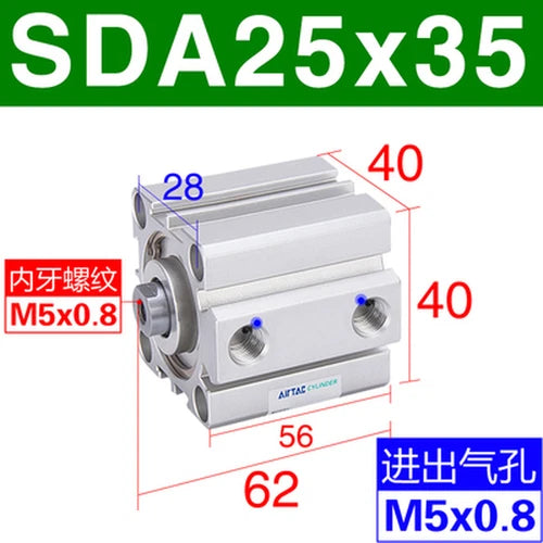 1PC  AirTAC SDA25X5/10/15/20/25/30/35/40/45/50 Thin Air Cylinder 5~50mm Stroke