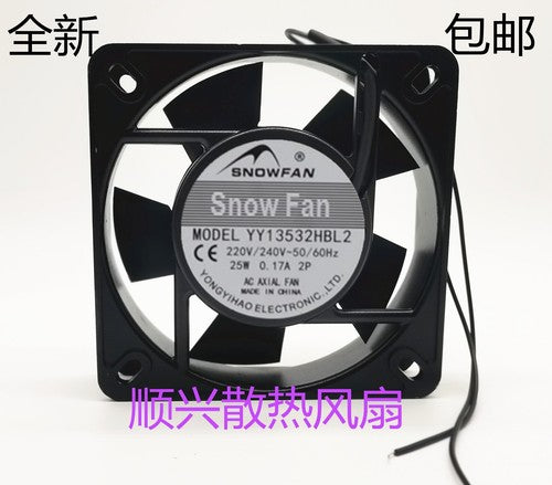 1 PCS SNOWFAN Fan YY13532HBL2 AC 220V 13532 13.5CM 2 WIRE aluminum frame fan