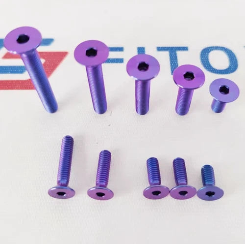 10pcs Flat Head Bolts Countersunk Ti Screw Titanium M5 X 12/15/16/20/25mm