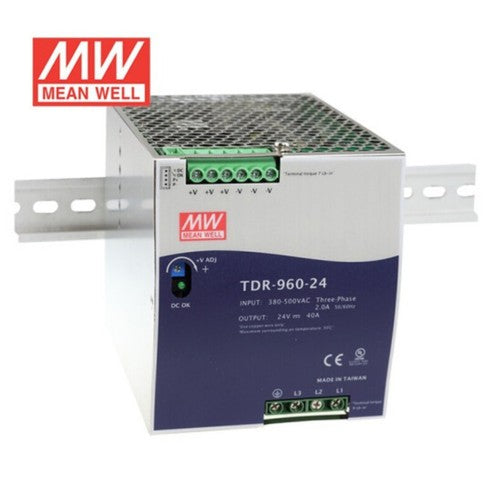 Mean Well Switching Power Supply TDR-960 24V 48V 960W 380V Rail Transformer PFC