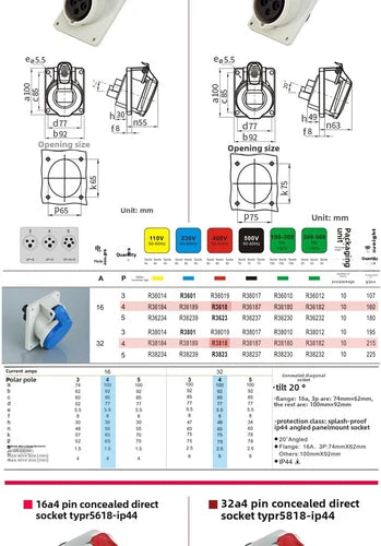 1PC Waterproof Industrial TYPR2618 Connector 16A 4-Pin