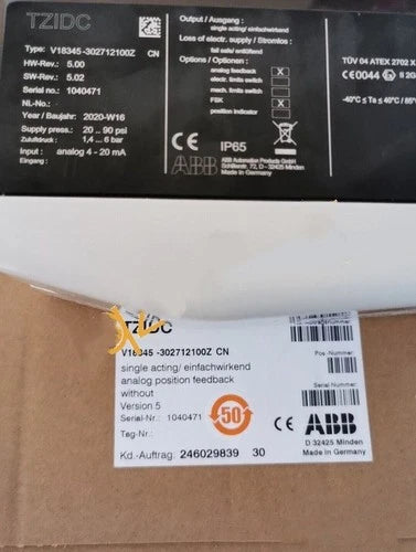 V18345-302712100Z  ABB V18345302712100Z Valve Positioner