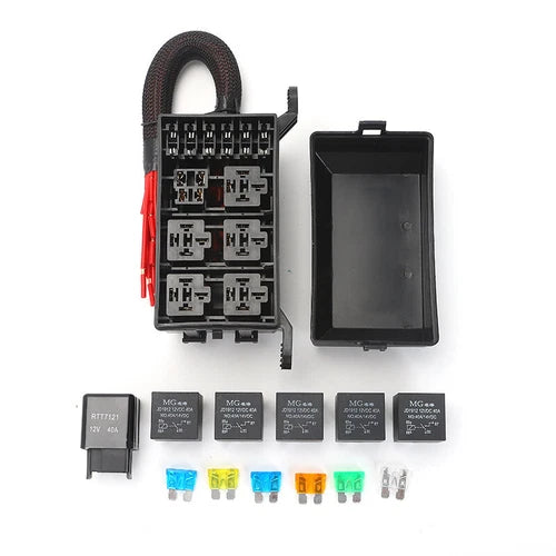 With Line Fuse Commercial Vehicle Relay 6way 40A Car Refit Central Control Box