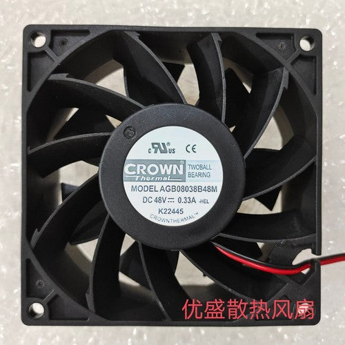 1 PCS CROWN Fan AGB08038B48M DC48V 0.33A 8038 8CM 2 wire cooling fan