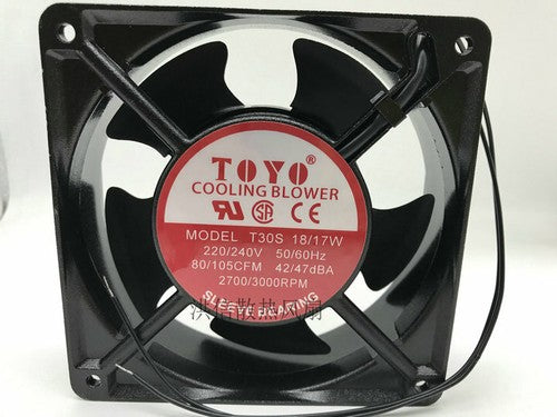 1 PCS TOYO Fan T30S 18/17W AC220/240V 12038 12CM 2 Wire COOLING BLOWER