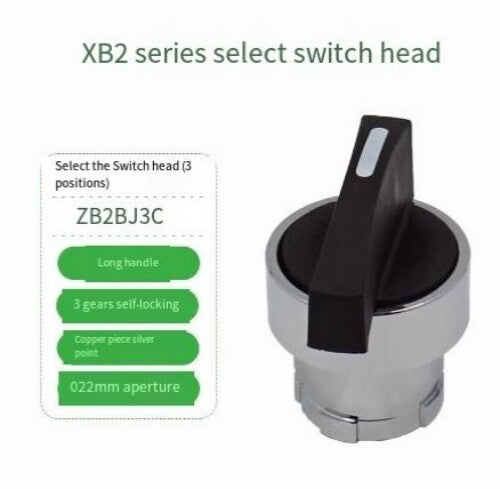 2PCS  3-gear Self Locking Metal Operating Button Switch Head ZB2BJ3C ZB2-BJ3C
