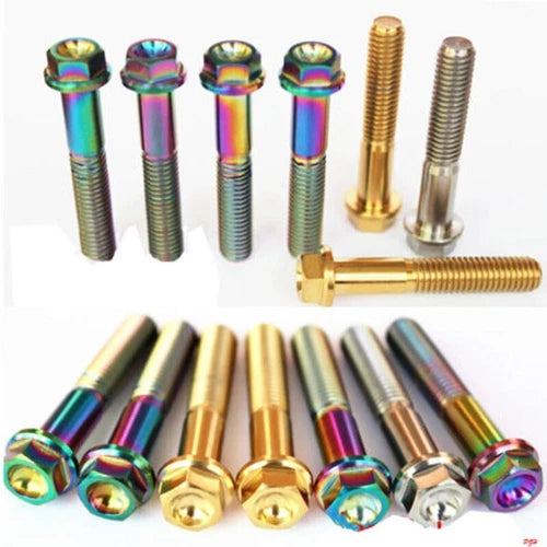 4pcs Titanium Flange Bolts Screws HEX HEAD CAP M6 x 10/15/25/30/35/40/45/50/60mm