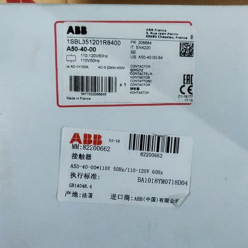 One  Abb A50-40-00 110V AV Contactor ONE Year Warranty