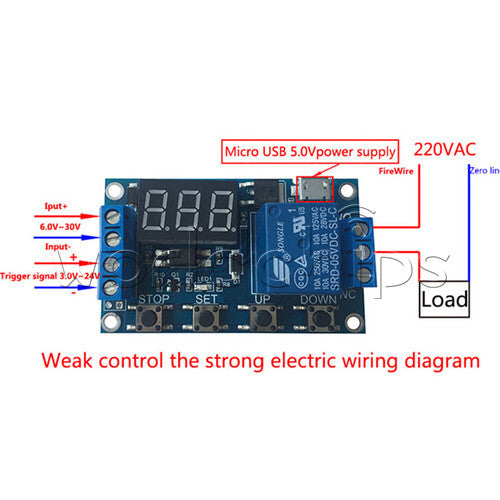 10PCS Digital LED Trigger Delay Cycle Timer Switch Relay Module Micro USB 5V