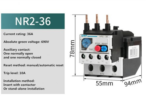 NR2-36 23~32A AC220V thermal protection relay thermal overload relay