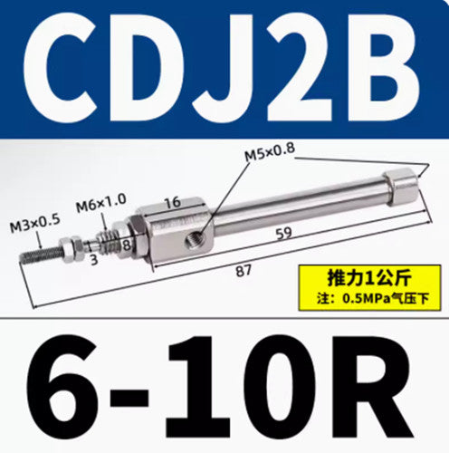 1PC Stainless Steel CDJ2B 6-10R Pneumatic Double Acting cylinder