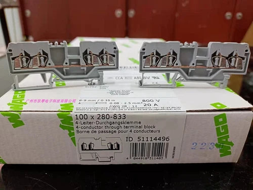12pcs  800V 20A, 28-12AWG 280-833 4-Conductor Through Terminal Block