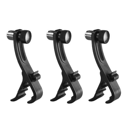3PCS Microphone Mic Clamp Holder Adjustable Clip On Drum Rim Shockproof Mount