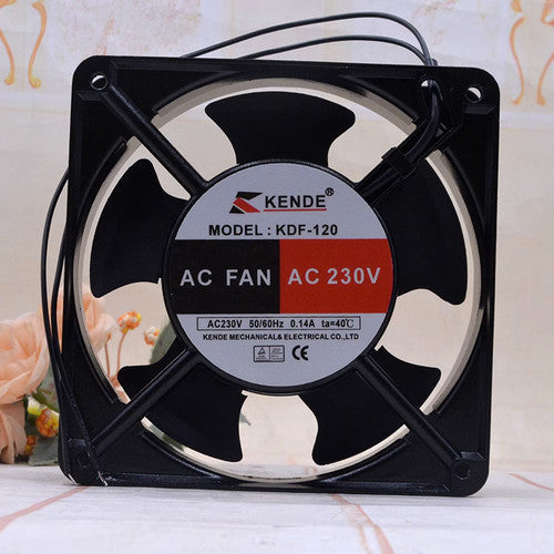 1 PCS KENDE Fan KDF-120 AC230V 0.14A 12CM 12038 2 wire Aluminum frame fan