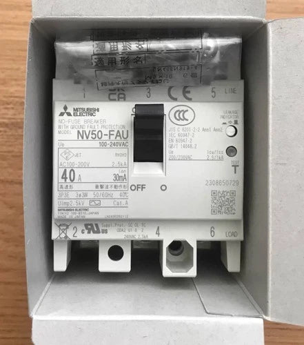 1PC  MCCB NV50-FAU 30mA 3P 40A Leakage protection Circuit breaker