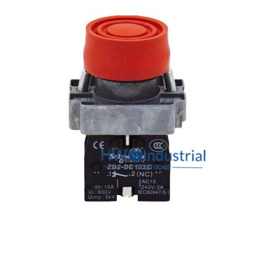 2PC  XB2BP42C Red Button Switch 1NC 22mm Installation Aperture