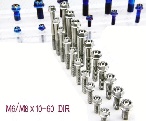 4pcs Titanium Flange Bolts Screws HEX HEAD CAP M6 x 10/15/25/30/35/40/45/50/60mm
