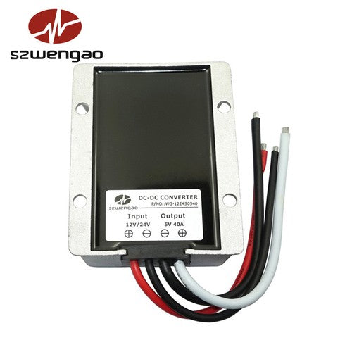 1PC 12V24V to 5V 40A 200W Car LED Power Supply DC-DC Buck Converter