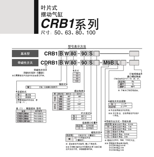 1 pcs SMC CDRB1BW63-270S air cylinder Rotary cylinder