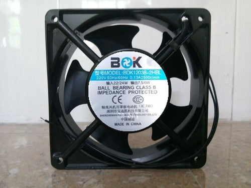 1 PCS BDK Fan BDK12038-2HBL AC 220V 12038 12CM 2 Wire Aluminum frame