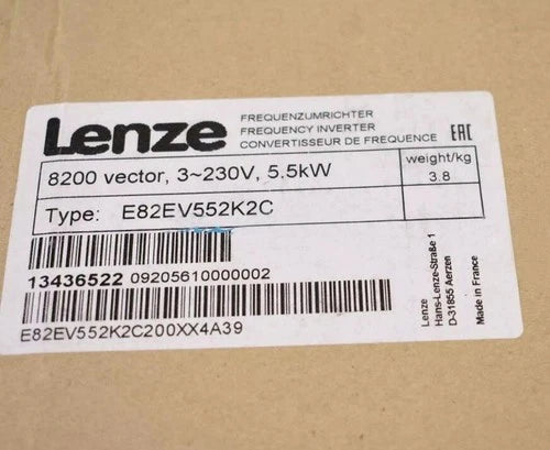 E82EV552K2C  LENZE E82EV552_2C Inverter 8200 Vector 5.5kW E82EV552-2C