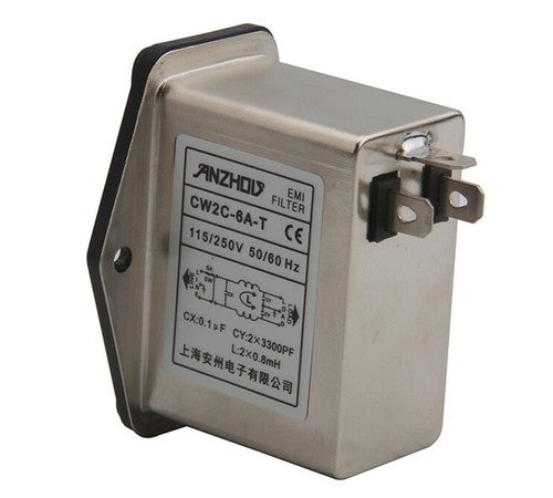 CW2C-6A-T AC power purifier filter inductor 115/250V 6A socket switch filter