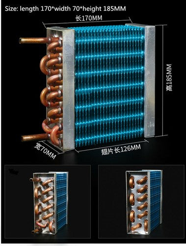 Evaporator Condenser Refrigeration Small Copper Tube Radiator 170*68*183MM